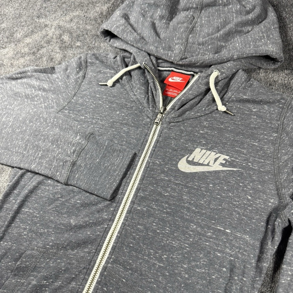 Nike Hoodie‎ Womens XS Gray Full Zip Sweatshirt Swoosh Logo Athletic Jacket